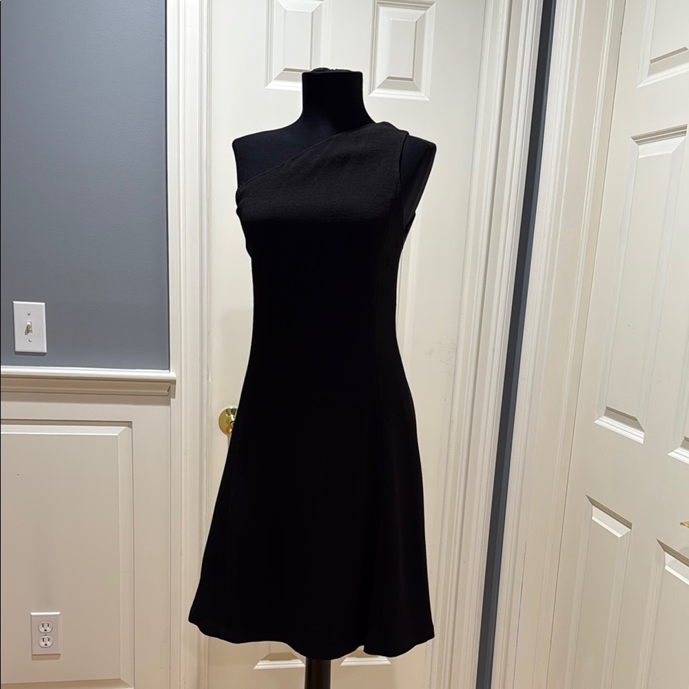 Theory Black One-Shoulder Cocktail Dress